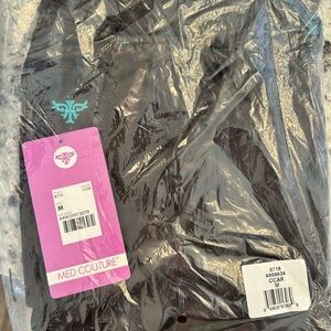 Med Couture Charcoal Gray Scrub Bottoms with Teal Logo Accent